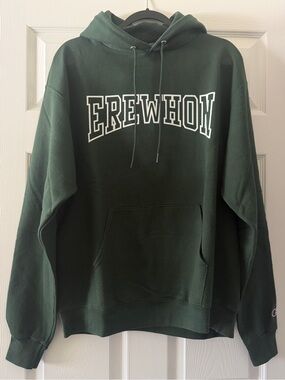 EREWHON Dark Green Pullover Hooded Hoodie Sweatshirt